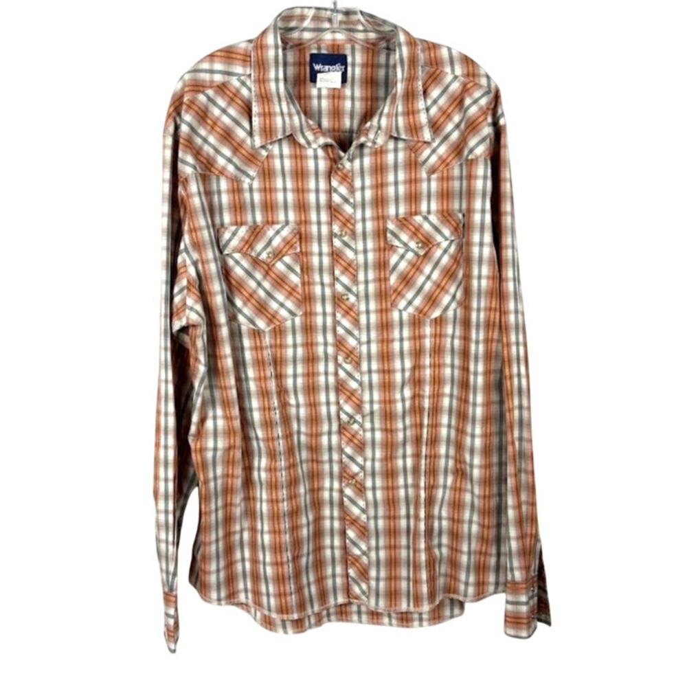 WRANGLER 2XL XXL Pearl Snap Long Sleeve Western Shirt Cowboy Rodeo